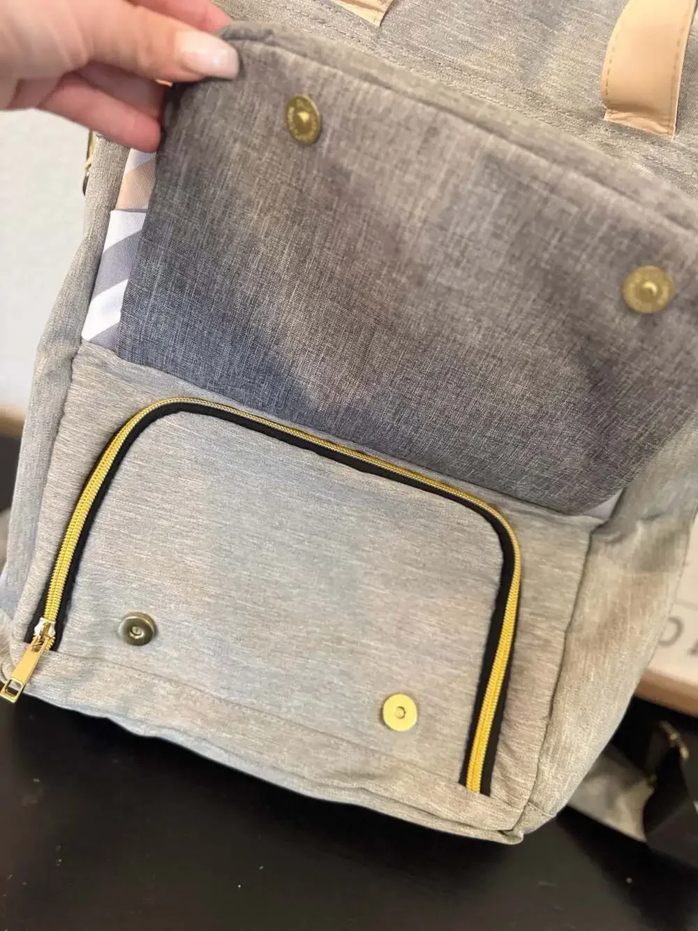 Slonser Large Diaper Bag Backpack with USB Charging Port Grey Striped